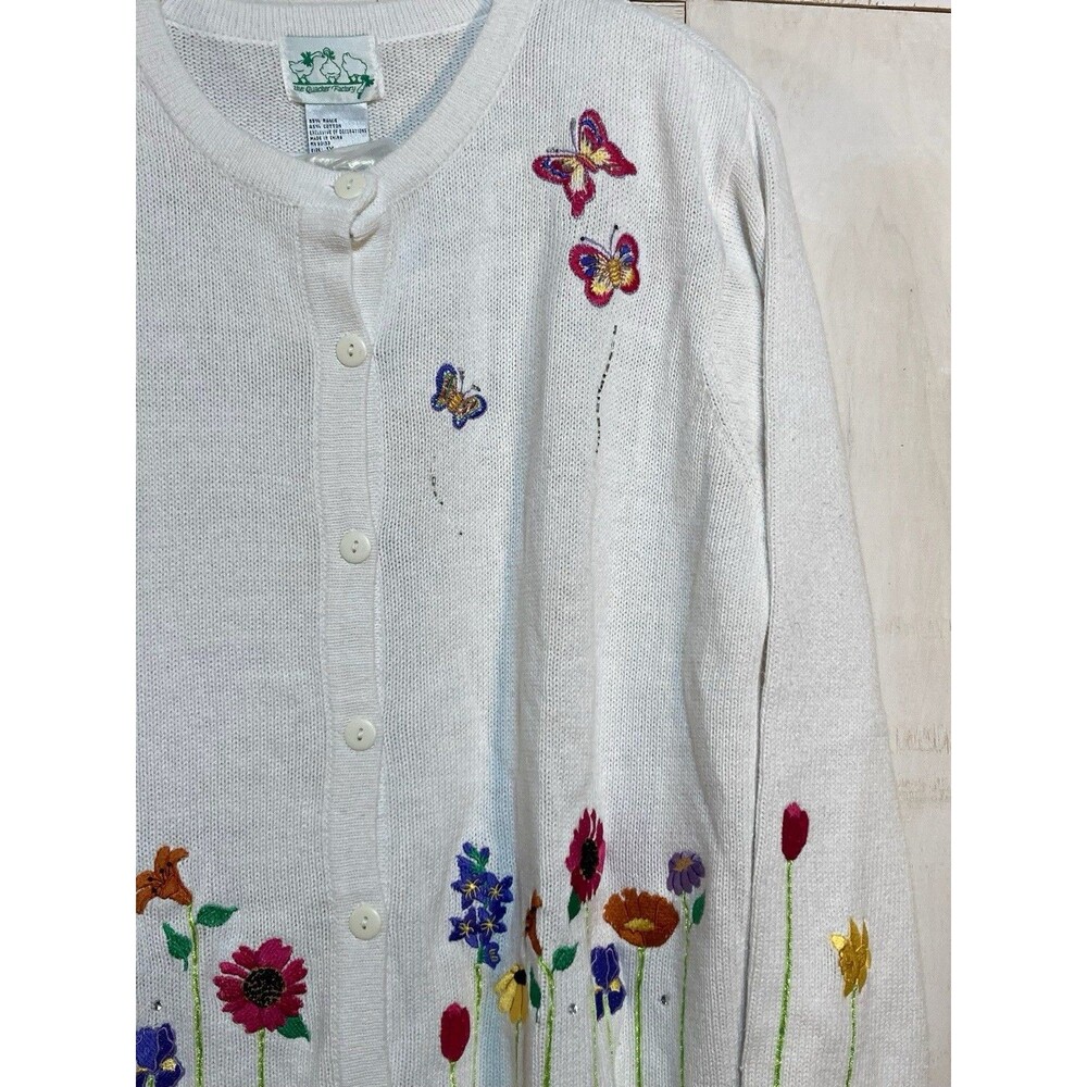 Quacker Factory Sweater XL Cottagecore Embroidere… - image 3
